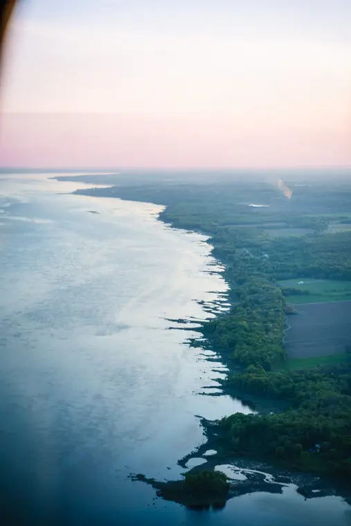 Littoral boisé vu du ciel