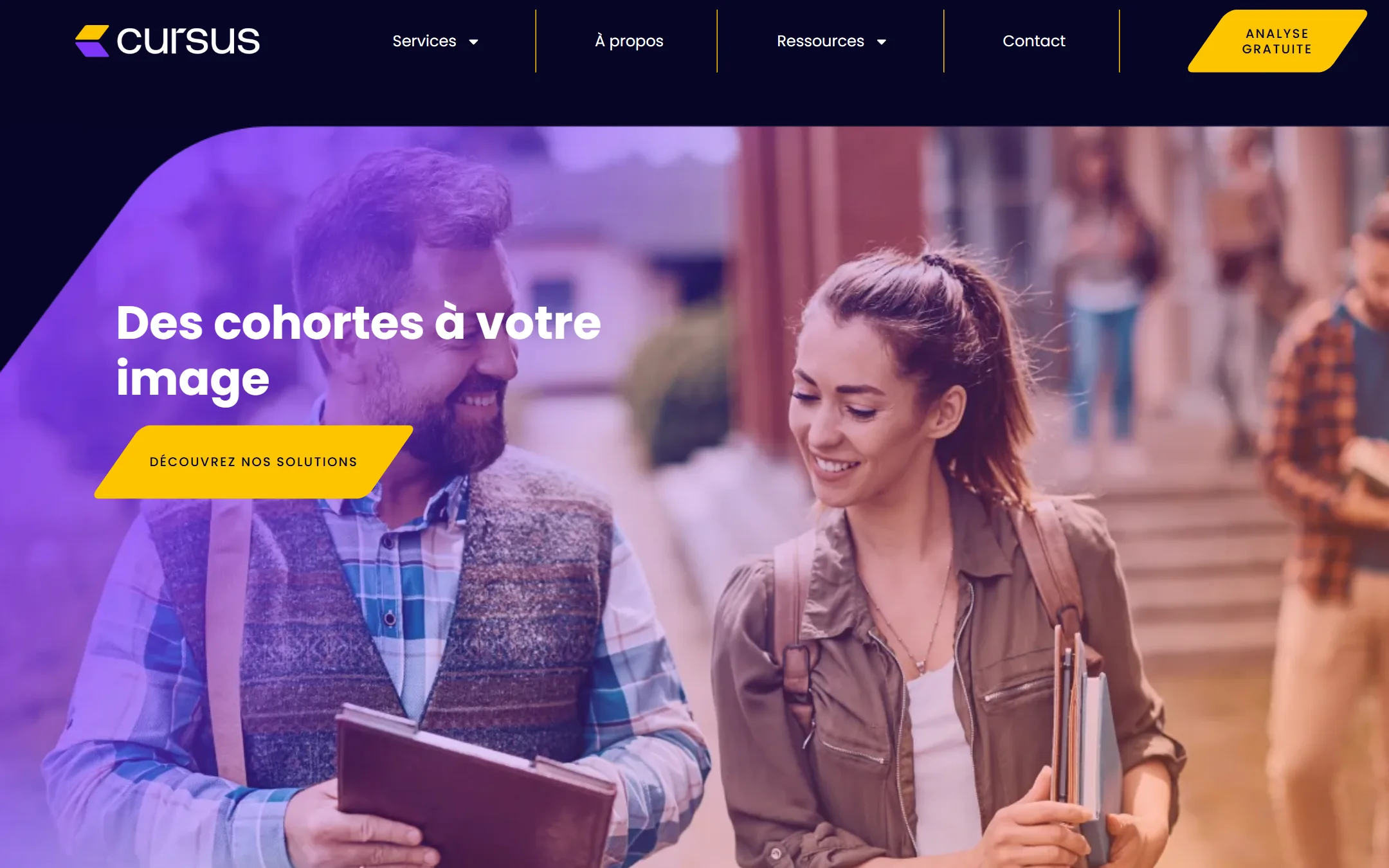 Page d’accueil du site de Cursus Marketing