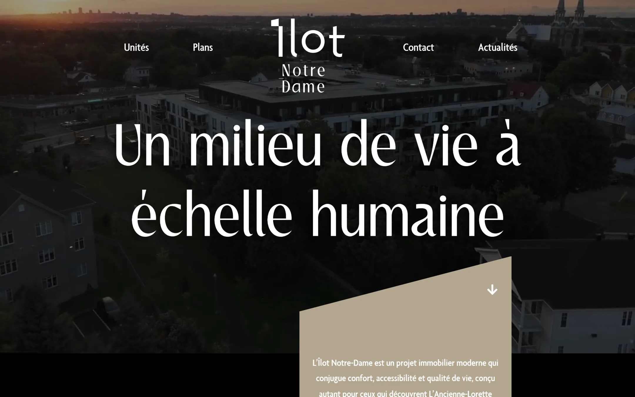 Page d’accueil du site de Îlot Notre-Dame