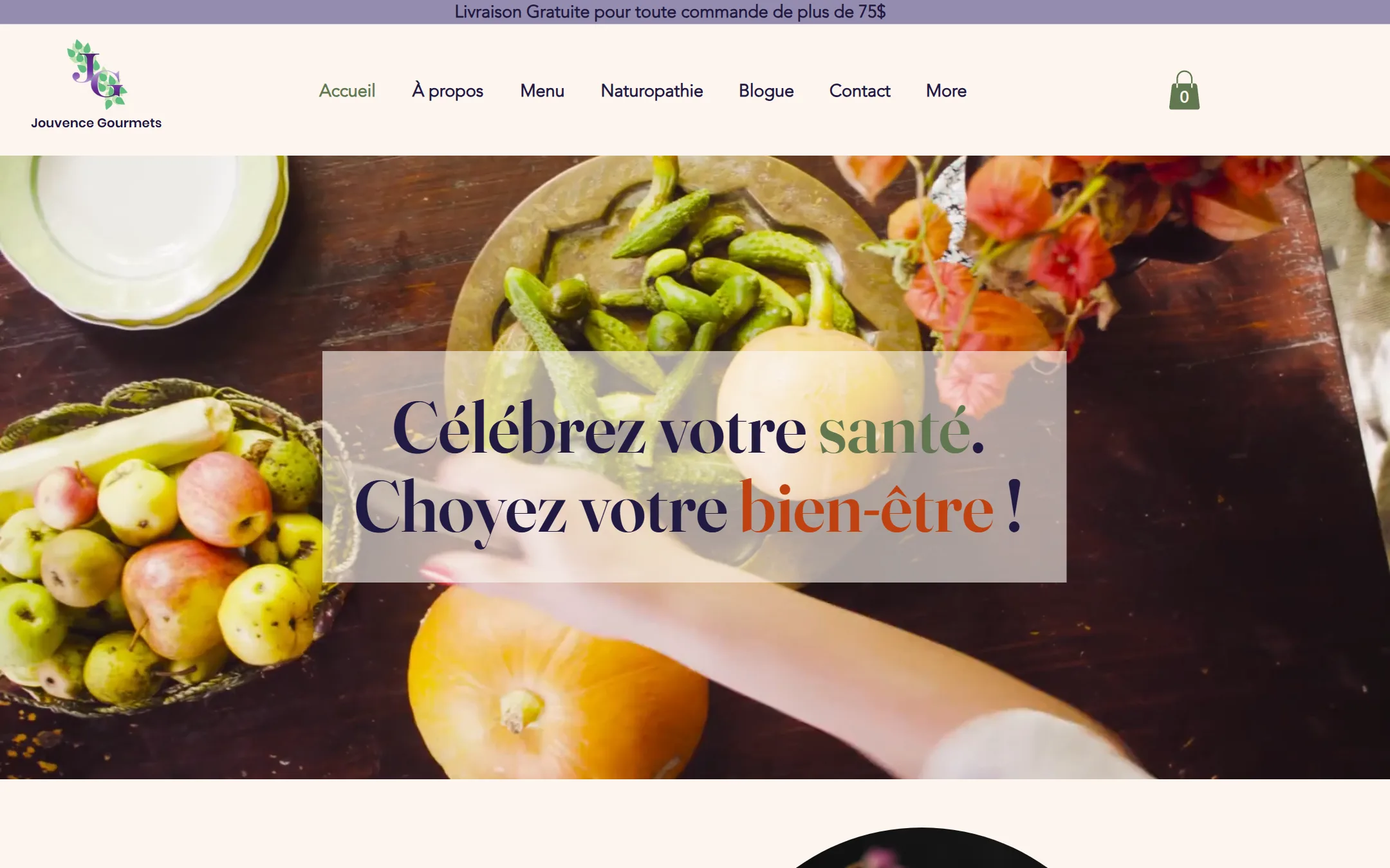 Page d’accueil du site de Jouvence Gourmets
